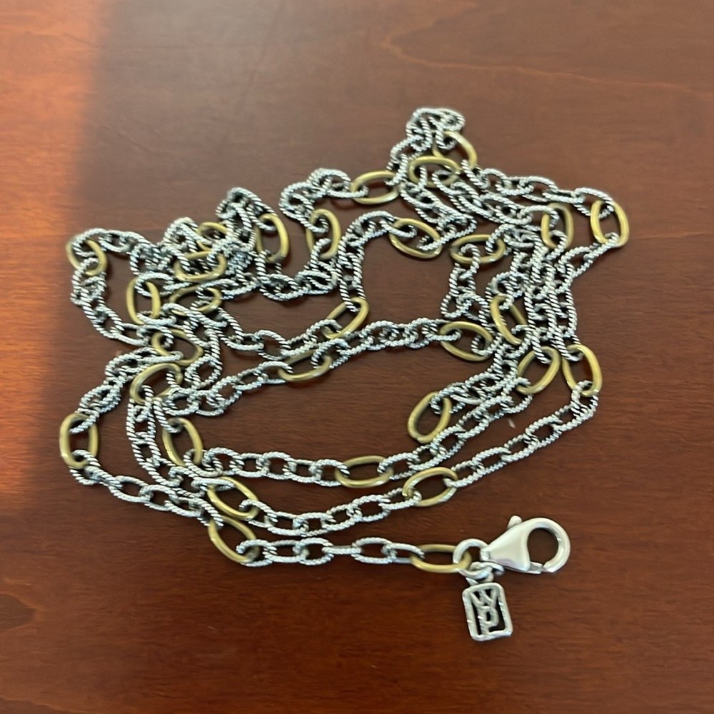 Waxing Poetic Sterling Silver Twisted Links w/ Brass Links 30” Chain - Picture 2 of 7